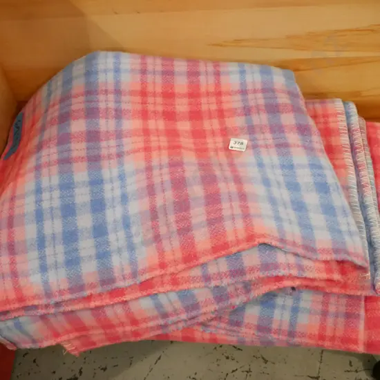 2x Viking checked woollen blankets