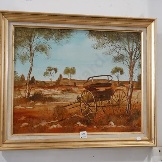 framed oil on board Outback scene