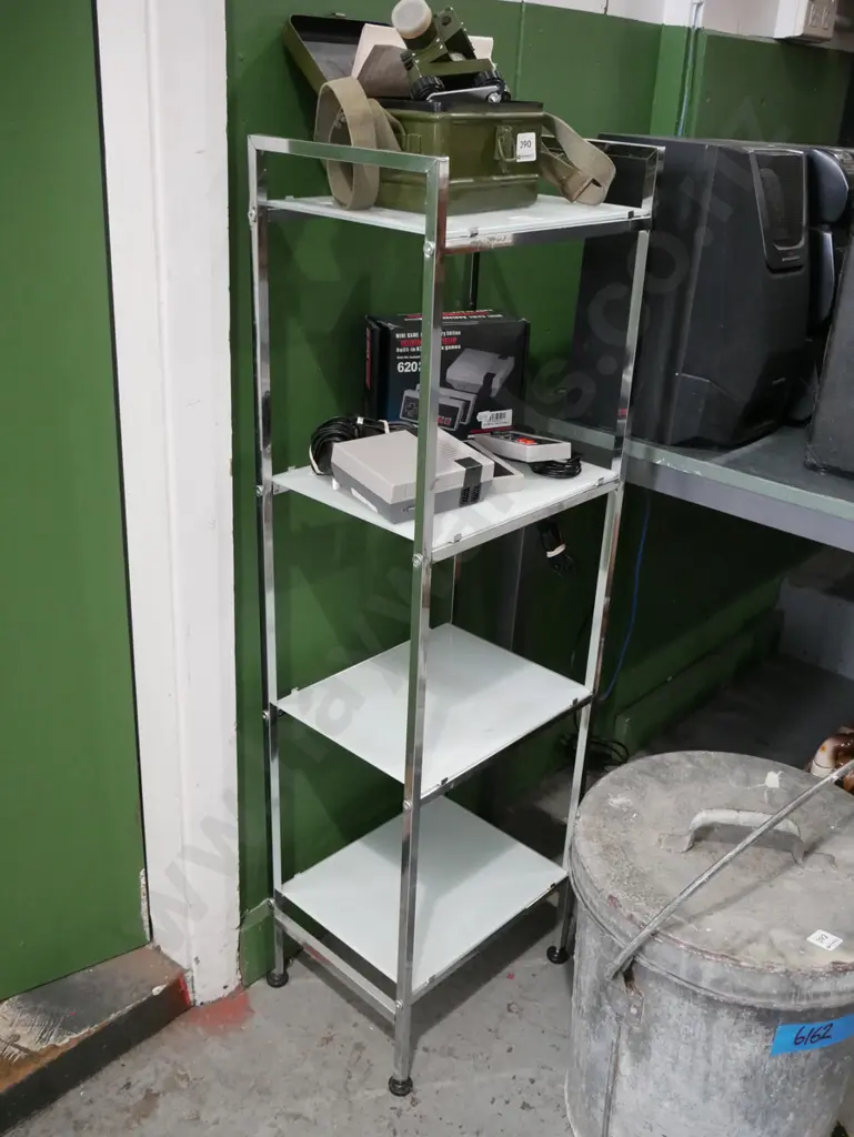 chrome and glass bathroom shelving H1060  Image 1++