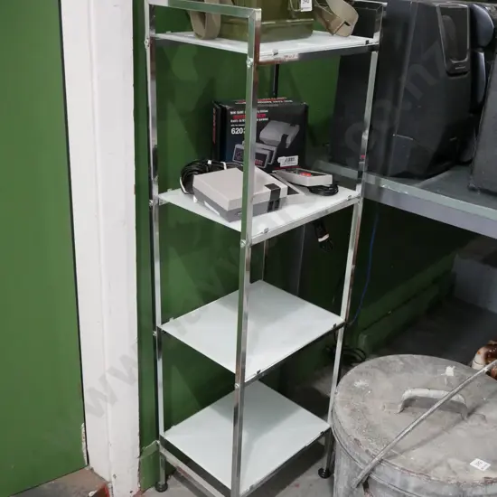 chrome and glass bathroom shelving H1060 