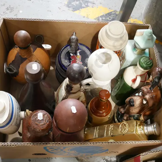 box; novelty bottles, decanters