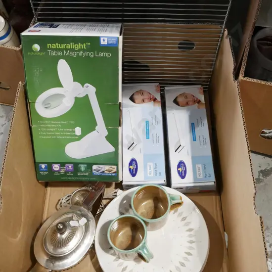 box; baking rack, table magnifying lamp, hand towel bars etc