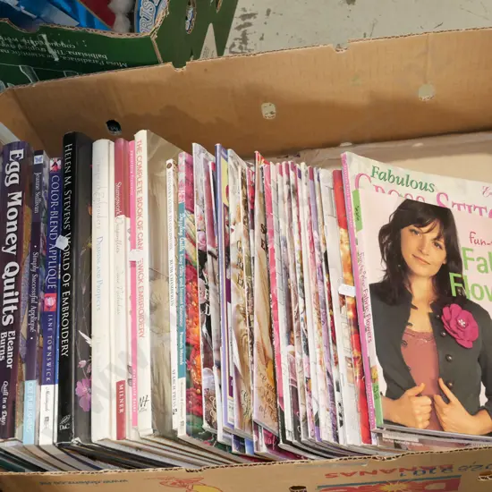 box; cross stitch and needlework magazines