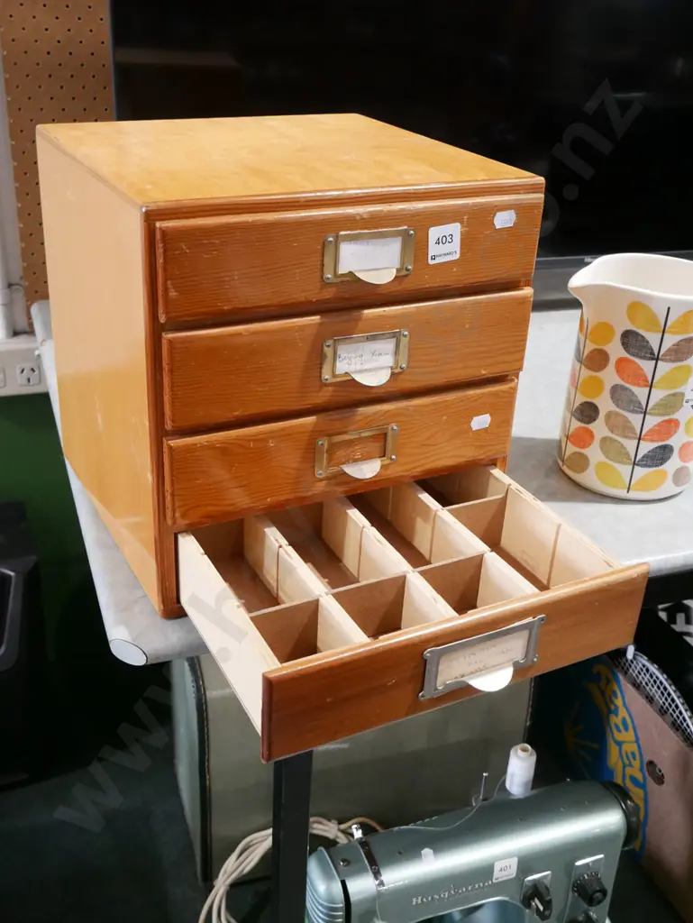 wooden 4 drawer specimen chest H300 W300 D290 Image 1++