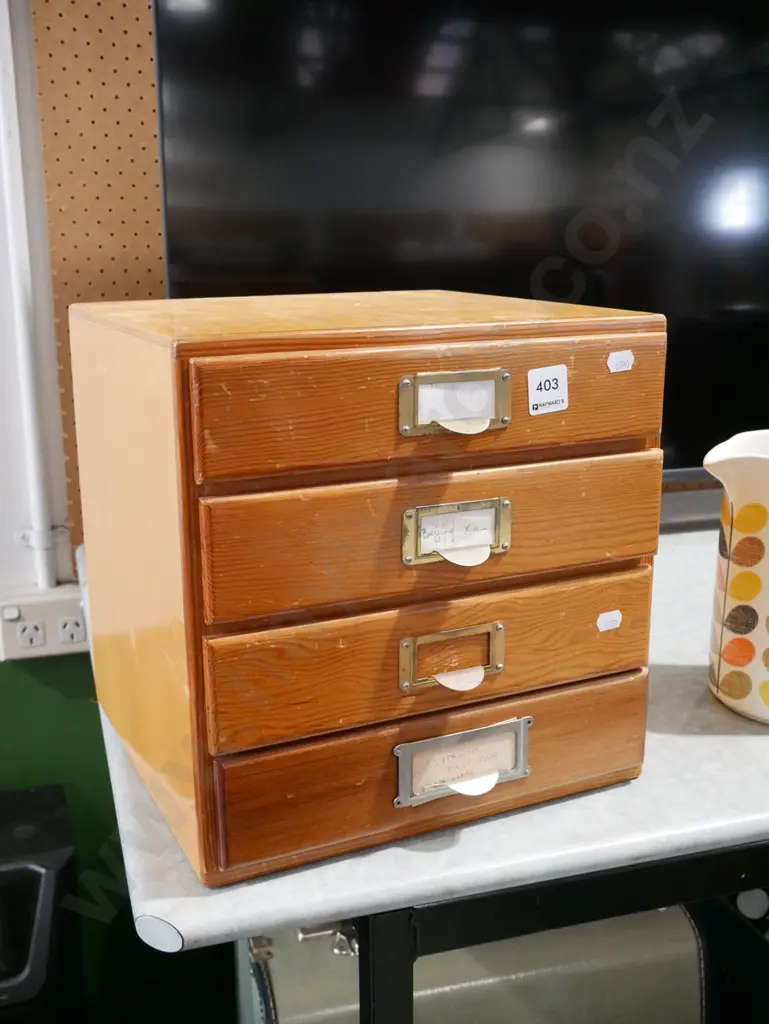 wooden 4 drawer specimen chest H300 W300 D290 Image 1++