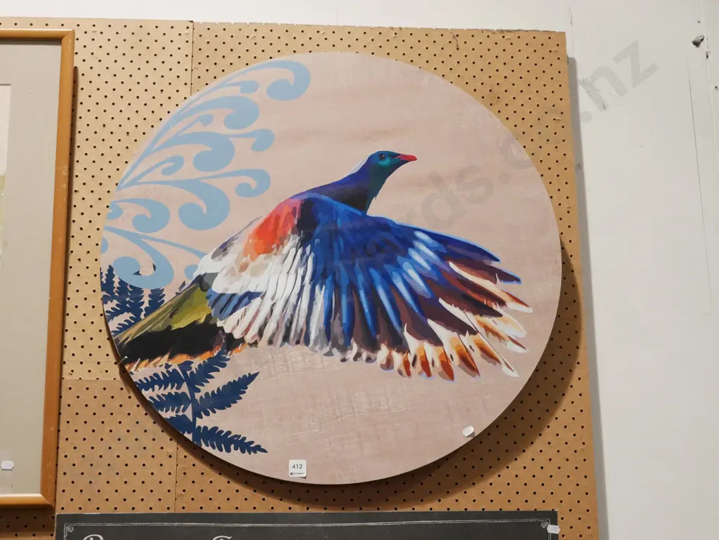  wood pigeon print on circular board  Diam730 Image 1++