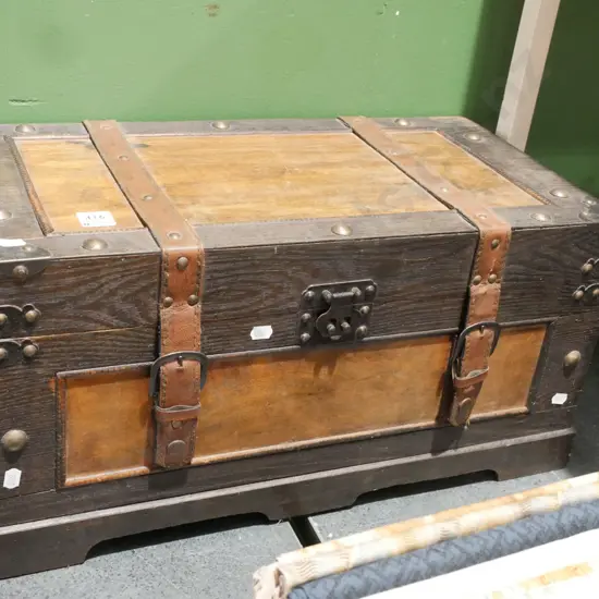 small wood and vinyl chest H270 W555 D280