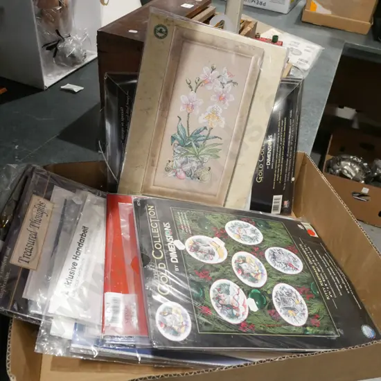 box of needlework kits