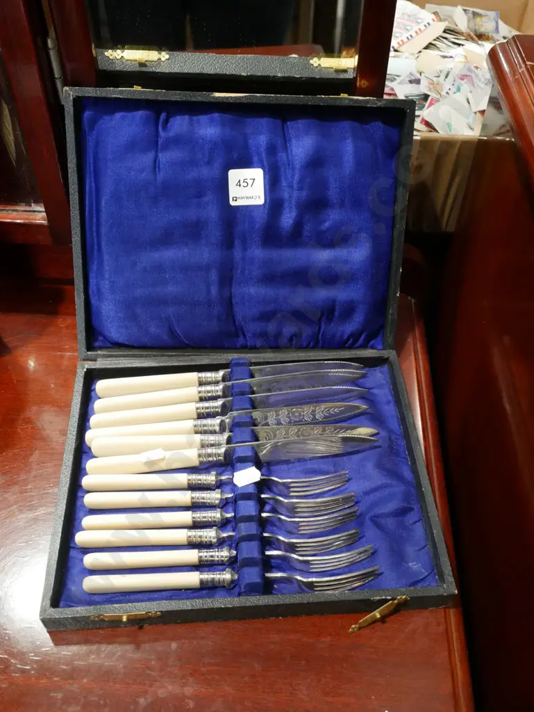 bone handled cased fish set Image 1++