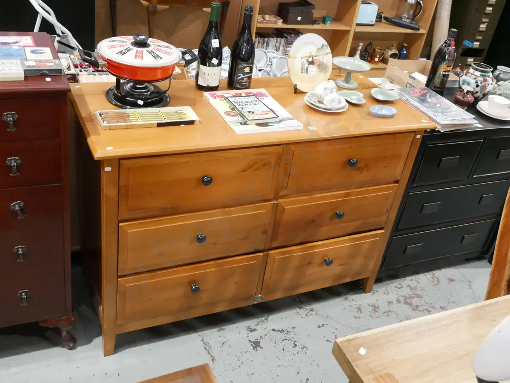 pine 6 drawer lowboy H835 W1200 D485 Image 1++