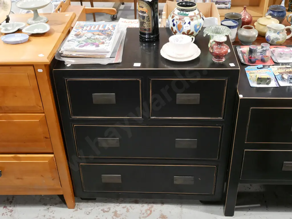 dark stained pine 4 drawer chest H760 W700 D400 Image 1++