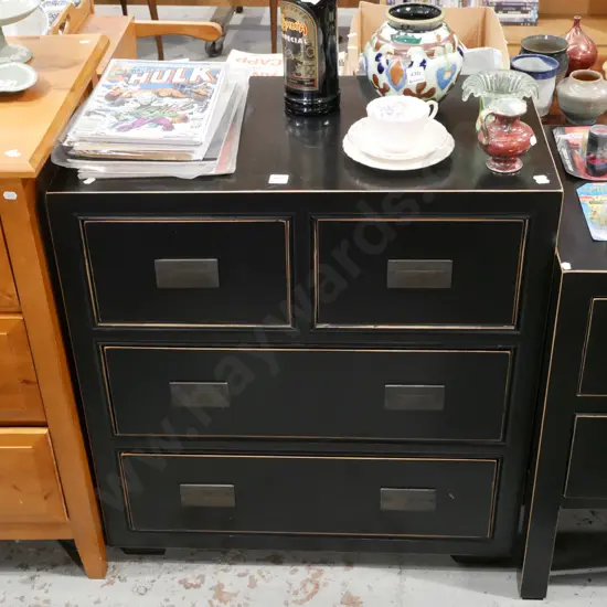 dark stained pine 4 drawer chest H760 W700 D400