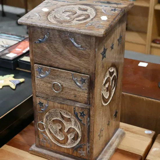carved Indonesian hardwood cabinet H340