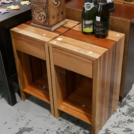 2x homemade mixed timbers bedside cabinets