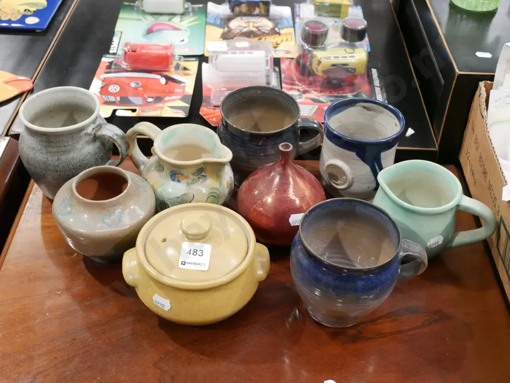 studio pottery mugs, vases, jugs, Denby sugar bowl Image 1++
