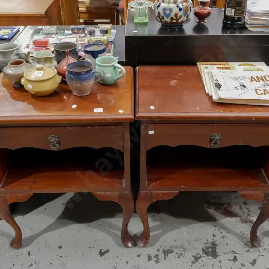 pair of mahogany single drawer bedside cabinets