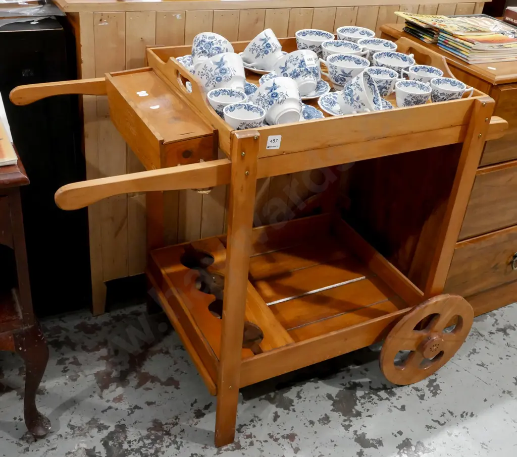 homemade wooden tea/wine trolley H760 W900 D480 Image 1++