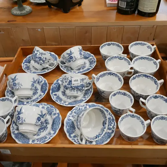 Ridgeway blue and white cups and saucers