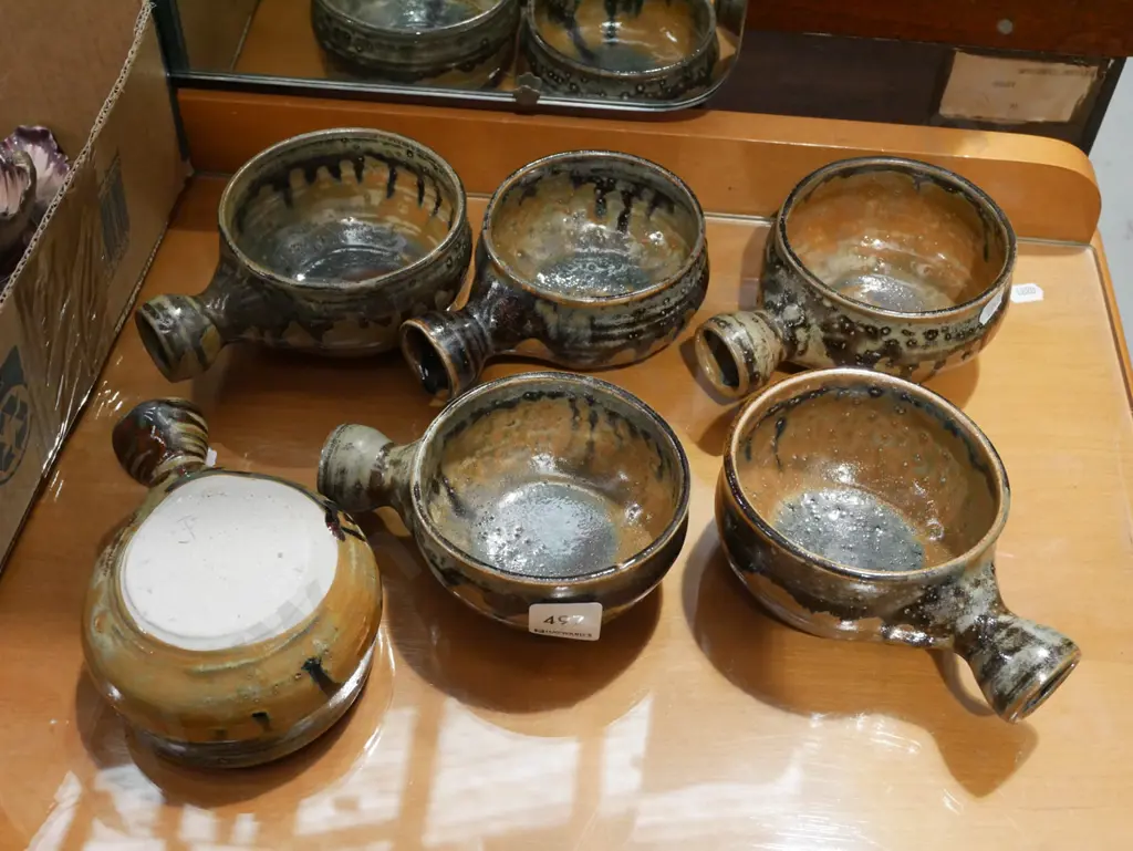 6x studio pottery soup bowls Image 1++