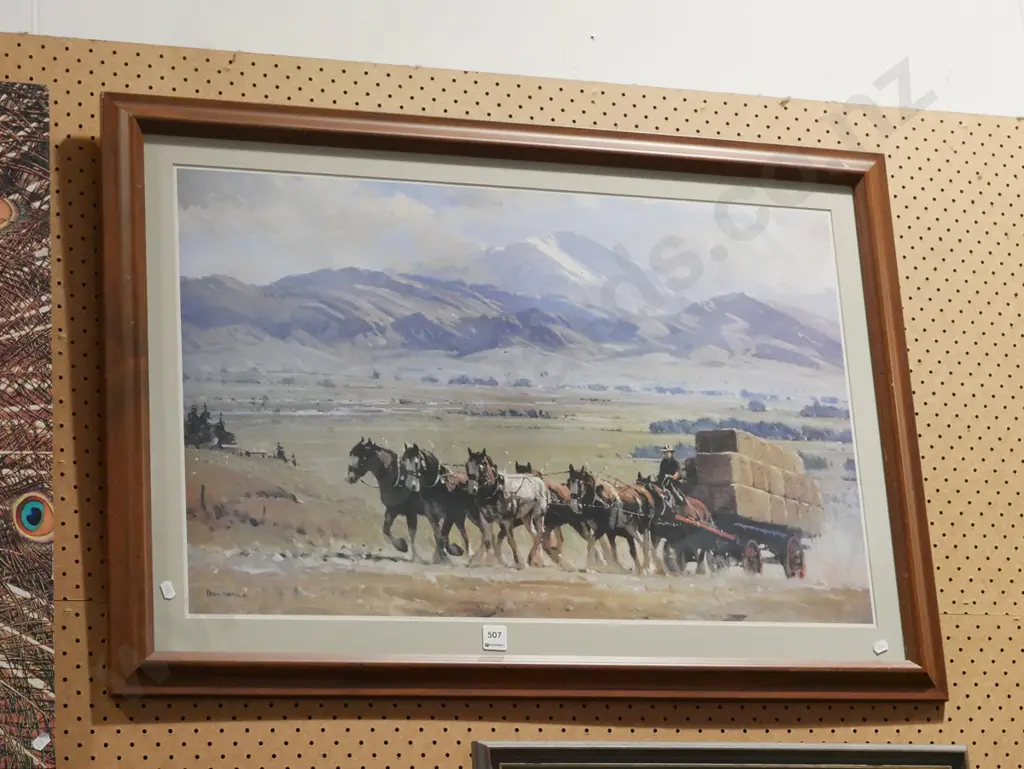 framed Peater Beadle print - hay wagon Image 1++