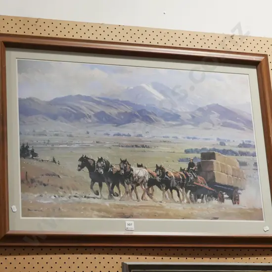framed Peater Beadle print - hay wagon