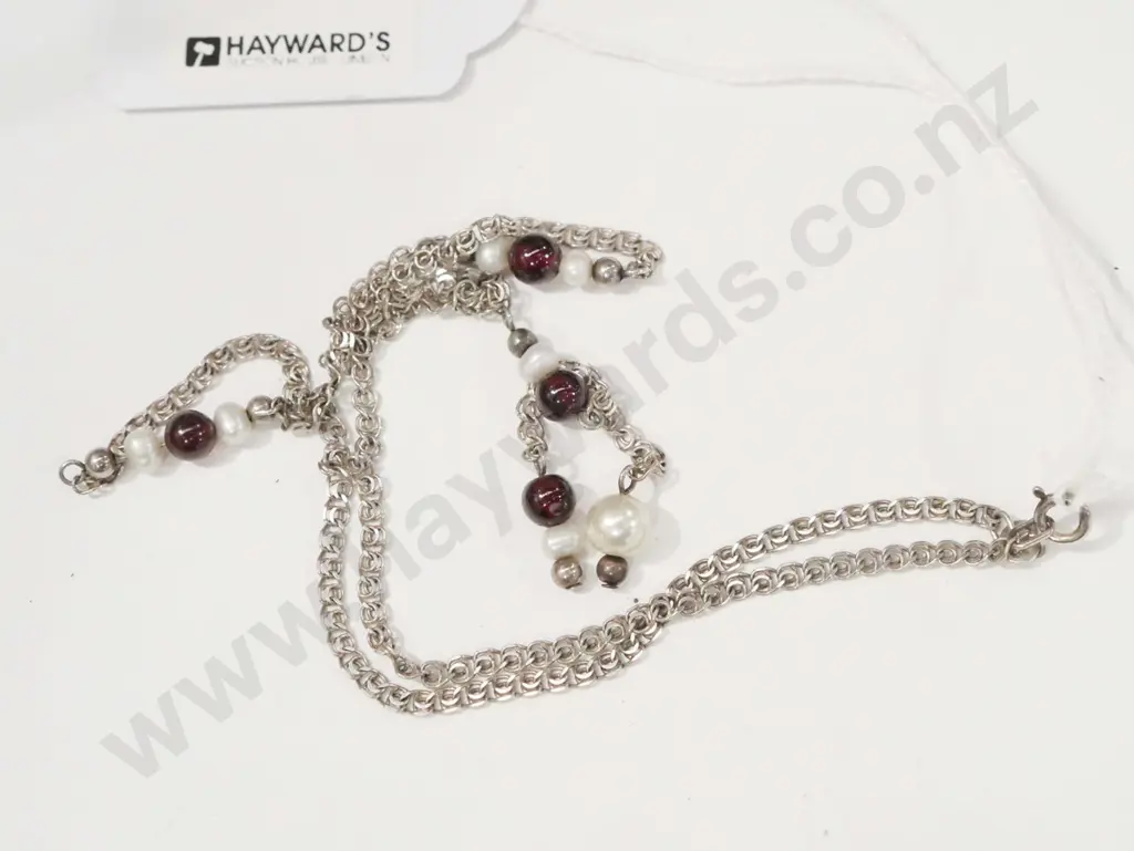 sterling silver real pearl necklace 5gms Image 1++