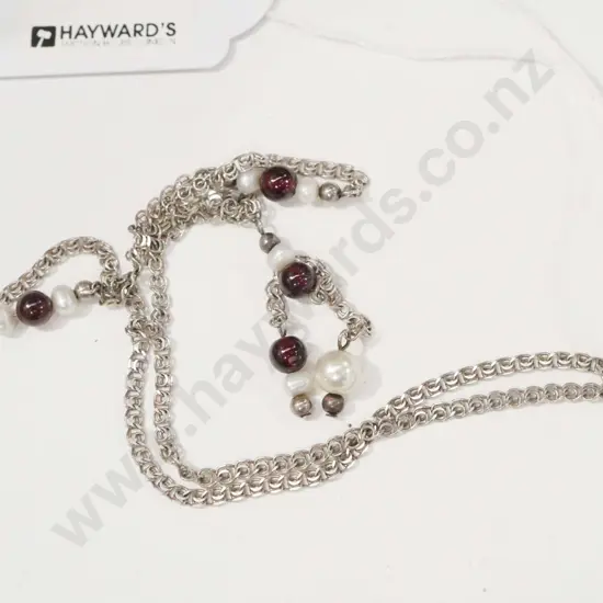 sterling silver real pearl necklace 5gms