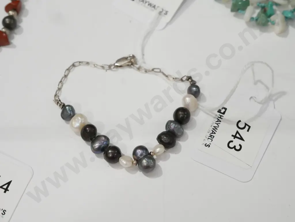 real pearl bracelet sterling silver 7gms Image 1++
