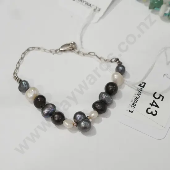real pearl bracelet sterling silver 7gms