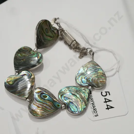 sterling silver plated paua bracelet 19gms