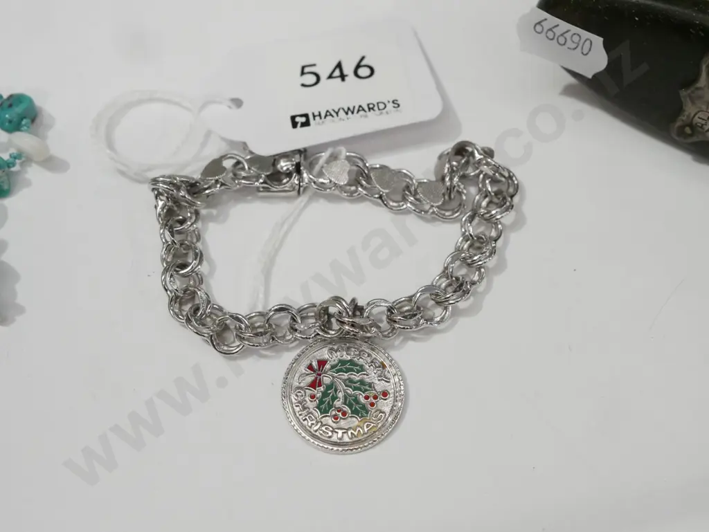 sterling silver merry christmas bracelet 17gms Image 1++