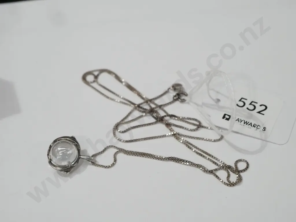 sterling silver dolphin globe & chain 8gms Image 1++