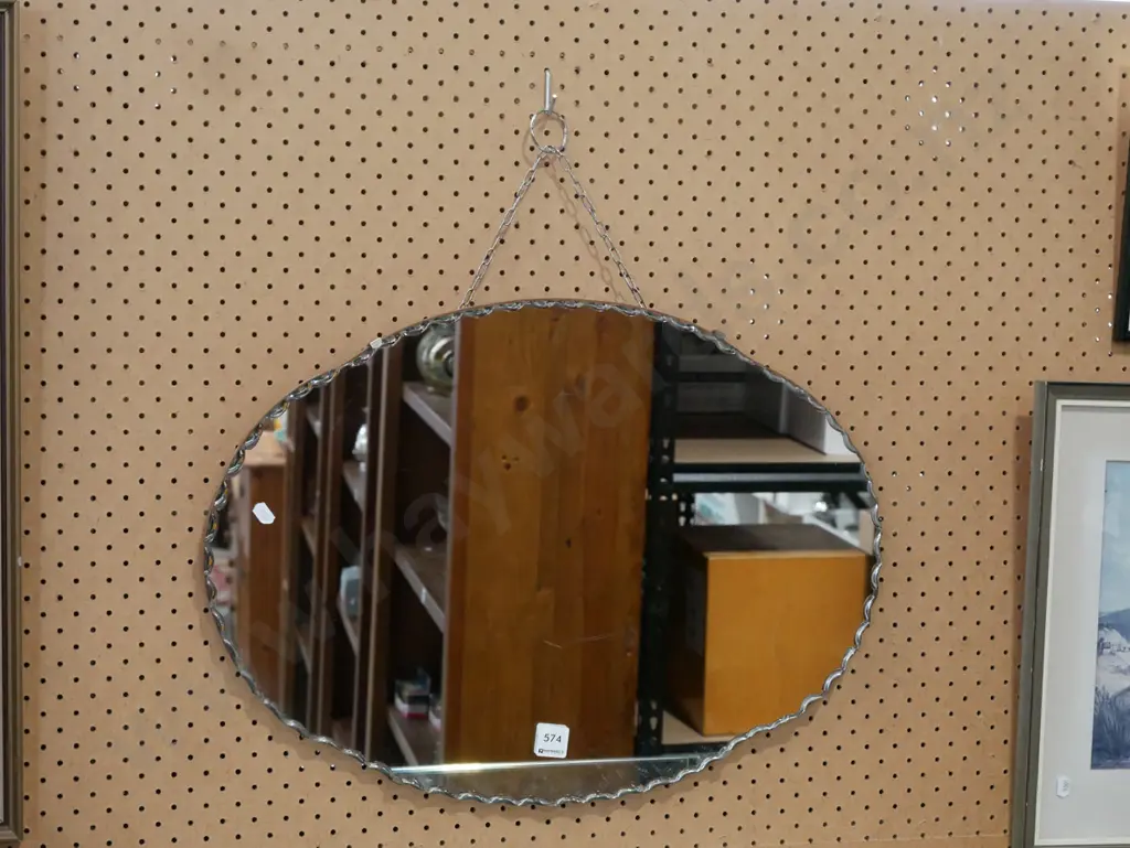 retro scalloped edged wall mirror Image 1++