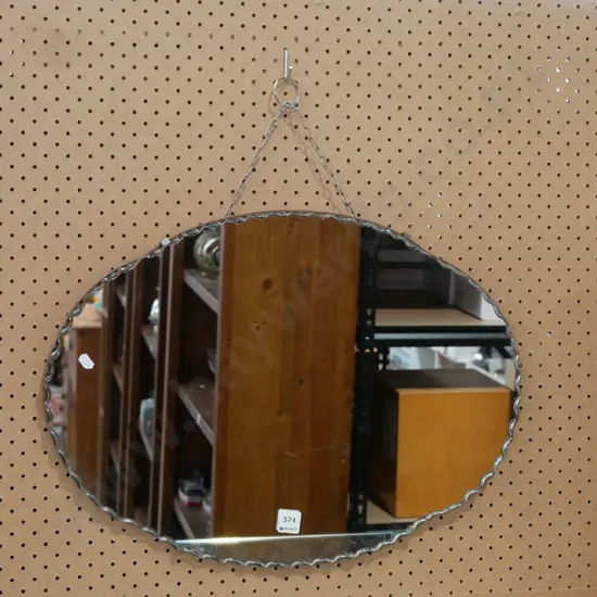 retro scalloped edged wall mirror