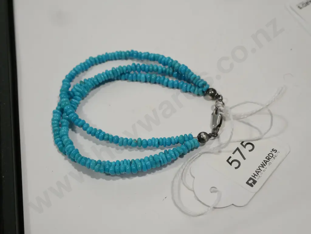 sterling silver 3 strand turquoise bracelet 12gms Image 1++