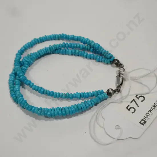 sterling silver 3 strand turquoise bracelet 12gms