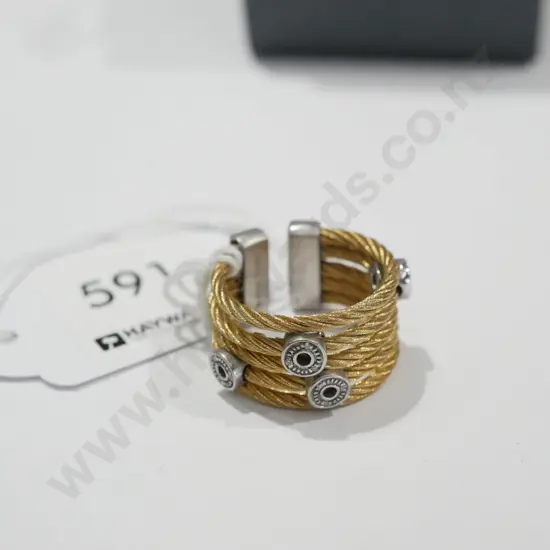 sterling silver & stainless steel braided ring 9gms