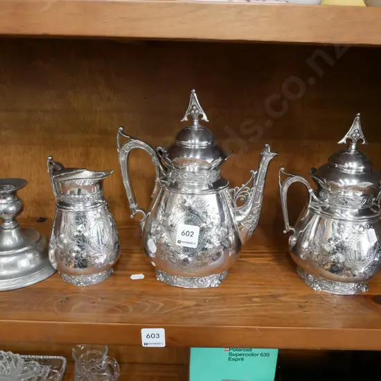 plated teapot, canister, creamer etc