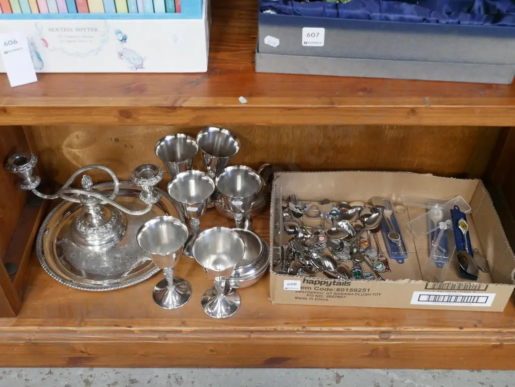 souvenir teaspoons, goblets, tray etc Image 1++