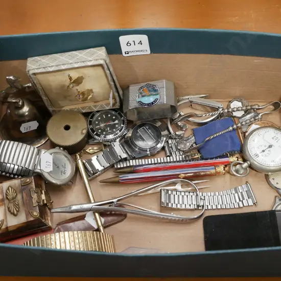 box; watches, earrings, bell etc