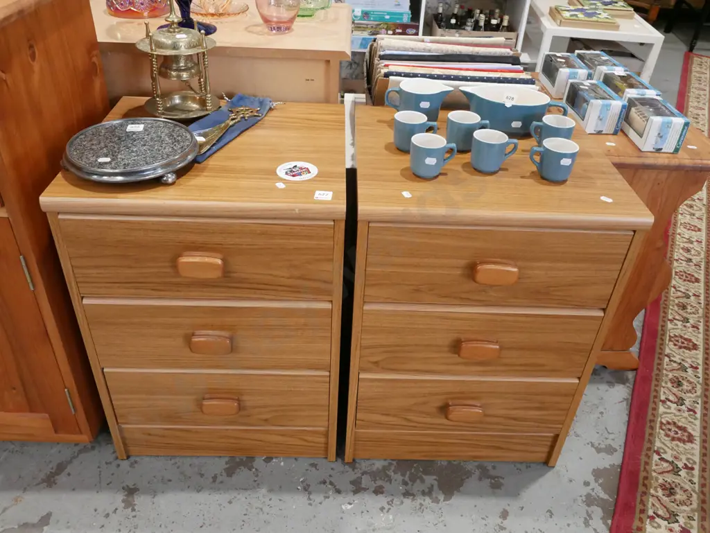 pair of mdf faux veneer bedside cabinets Image 1++