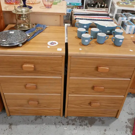 pair of mdf faux veneer bedside cabinets