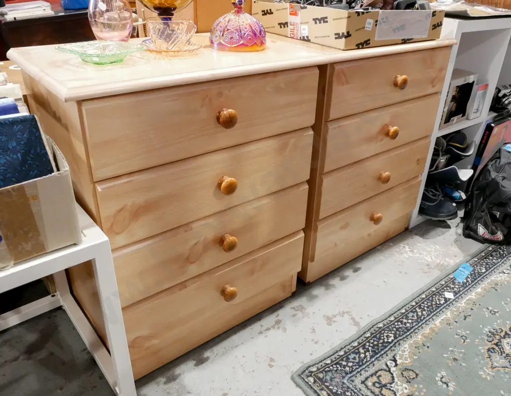 pair of mdf faux wood 4 drawer cabinets H720 W580 D400 Image 1++