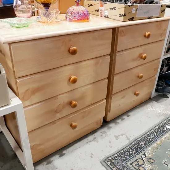 pair of mdf faux wood 4 drawer cabinets H720 W580 D400
