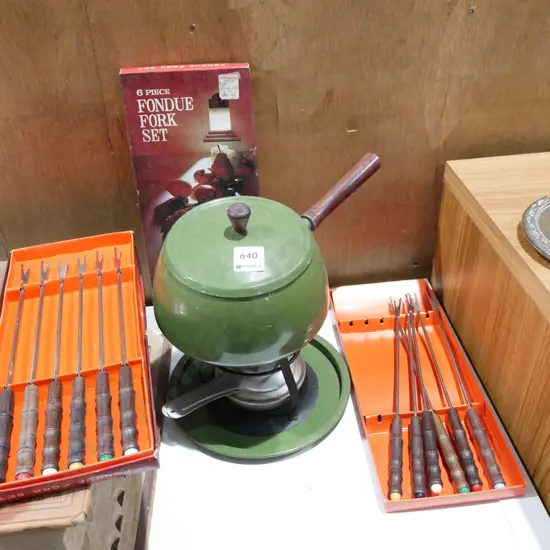 fondue set and forks