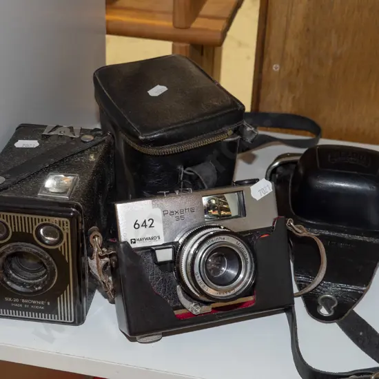 Kodak box Brownie, Paxette 35mm camera