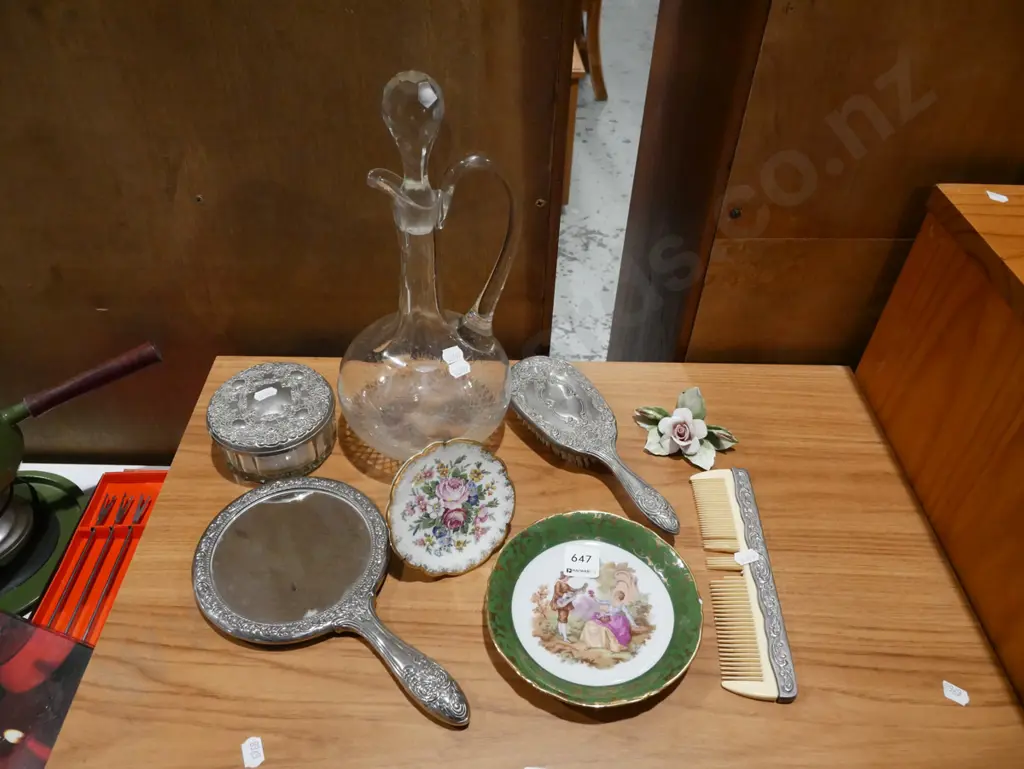 Limoges plates, ceramic flower, brush, comb, decanter H320 etc Image 1++