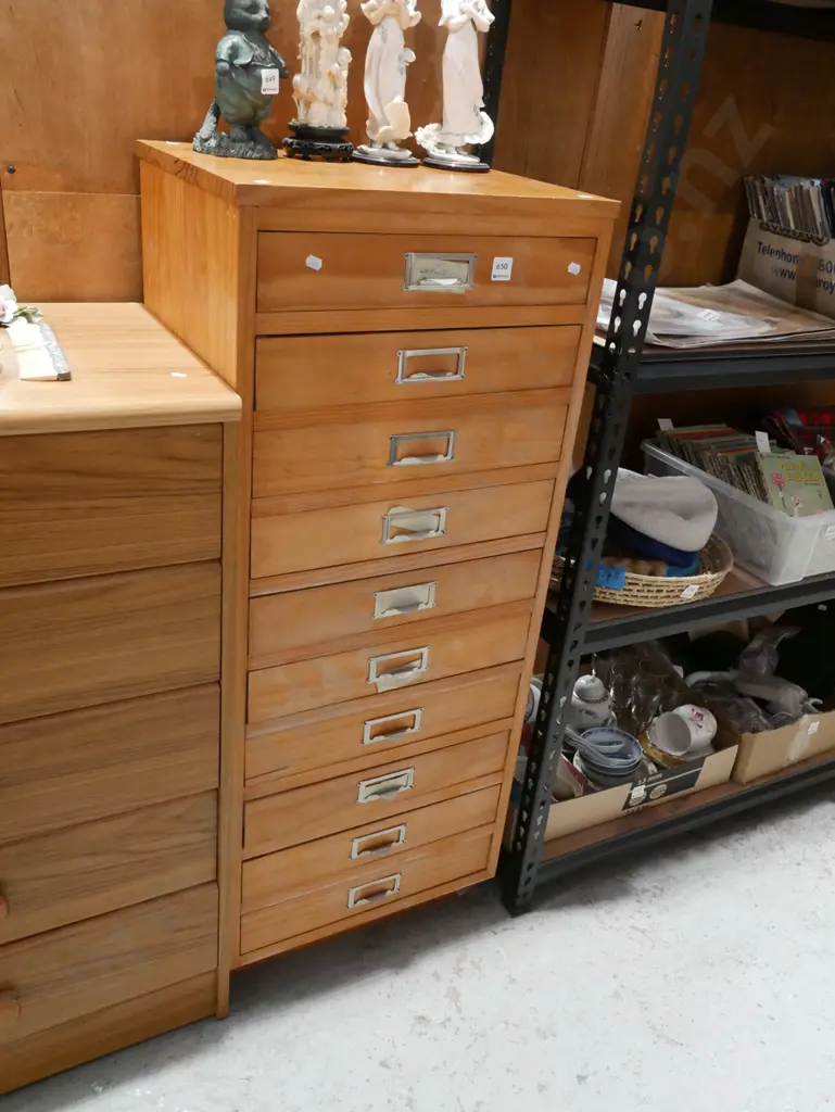pine 10 drawer chest H1130 W460 Image 1++