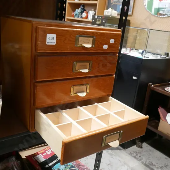 wooden 4 drawer specimen chest H310 W300 D290