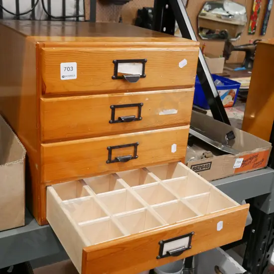 wooden 4 drawer specimen chest H310 W300 D290